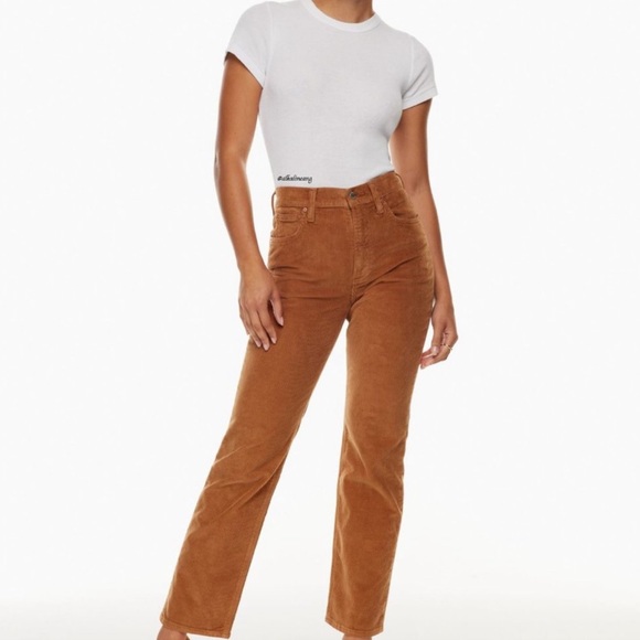 ARITZIA The Denim Forum Corduroy High Waisted Tan Pants - Picture 3 of 11